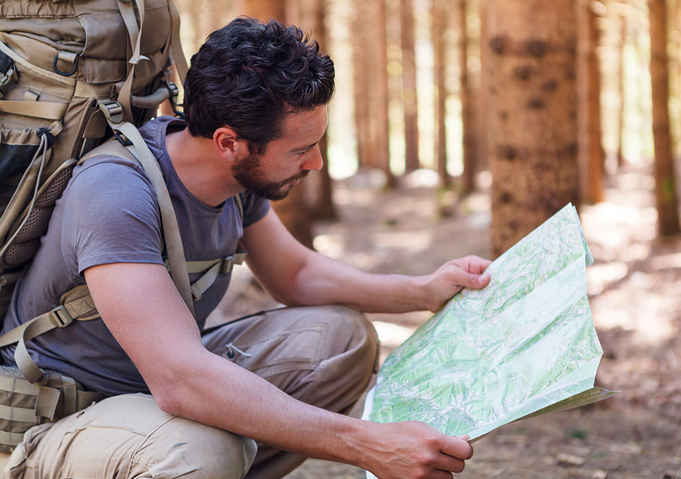Man looking at a map
